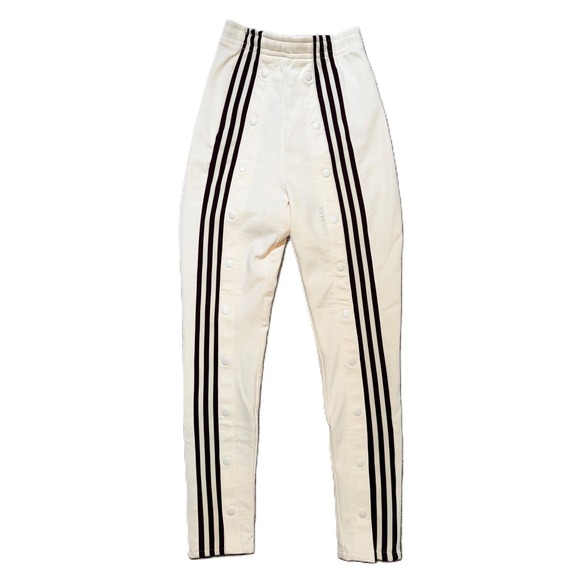 IVY PARK Pants - XS CUSTOM Ivy Park Cream Burgundy Striped Snap Buttons Track Pants Skinny Adidas